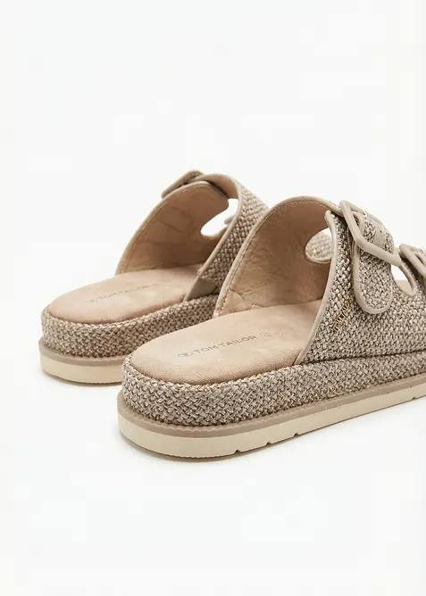 Ciabattine Tom Tailor con plateau ed effetto uncinetto, Tom Tailor