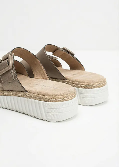 Ciabattine Tom Tailor con zeppa e cinturino a strappo, Tom Tailor