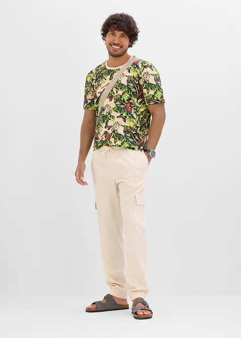 Pantaloni jogger cargo in misto cotone fresco, bonprix