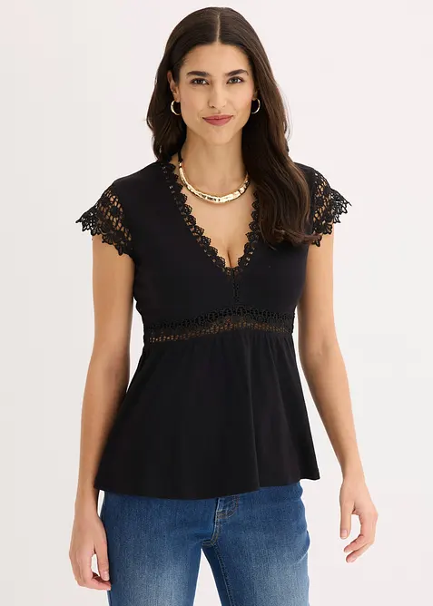 Maglia con pizzo, bonprix