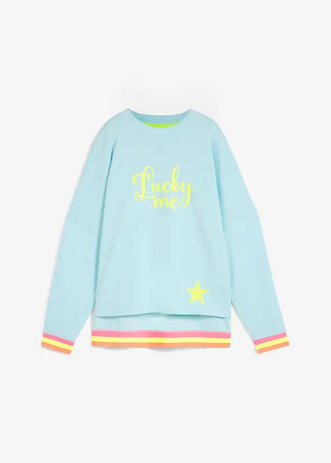 Felpa oversize in puro cotone con bordi colorati, bonprix