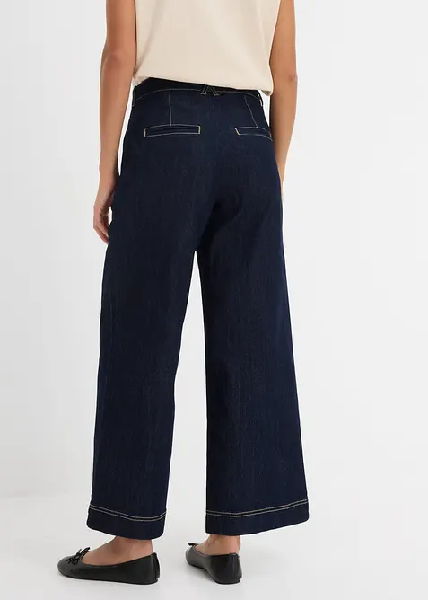 Jeans wide leg con cinta comoda, vita alta, bonprix