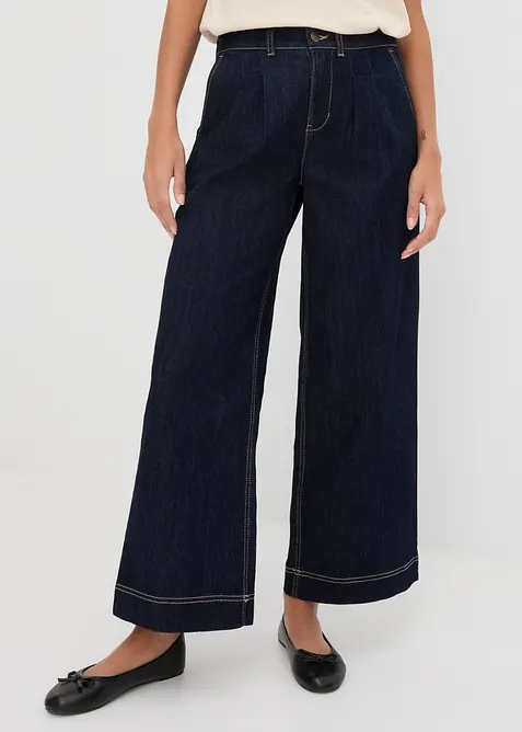 Jeans wide leg con cinta comoda, vita alta, bonprix