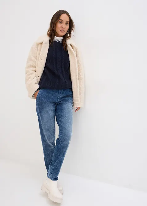 Jeans boyfriend termici, vita media, bonprix