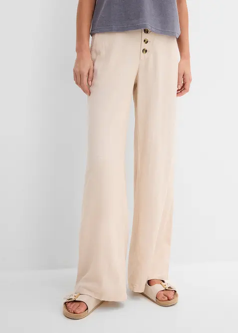 Pantaloni a palazzo lunghi  in misto lino, bonprix