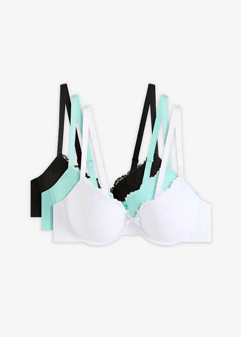 Reggiseno con coppe preformate e poliammide riciclata (pacco da 3), bonprix