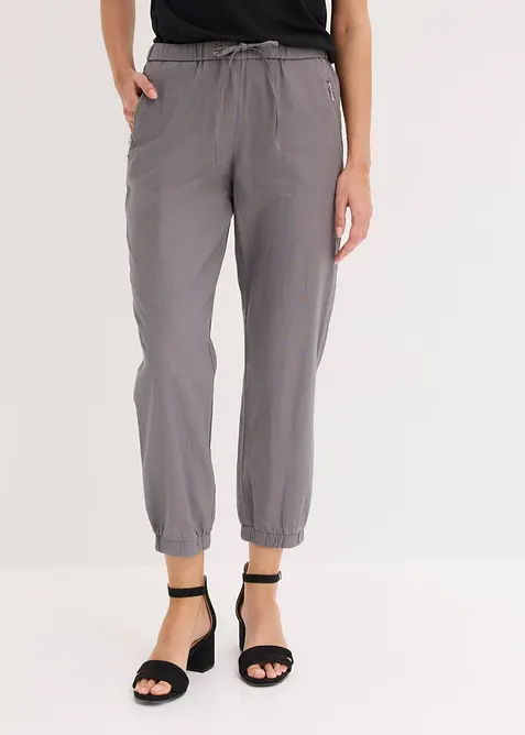 Pantaloni cropped in misto lino leggero, bonprix