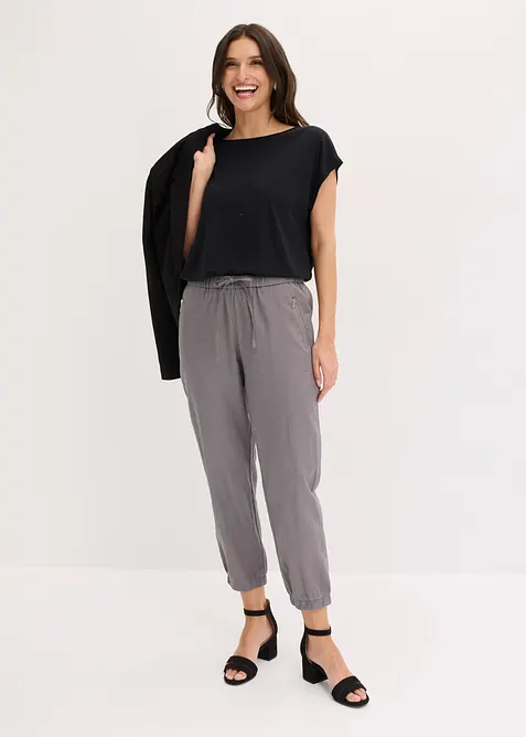 Pantaloni cropped in misto lino leggero, bonprix