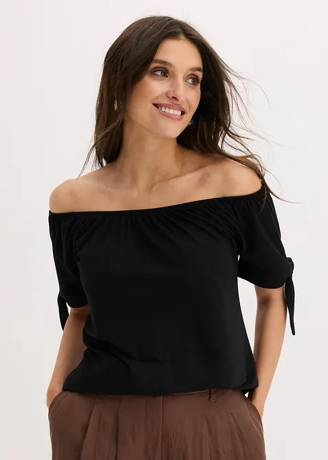 Maglia con spalle scoperte e laccetti, bonprix