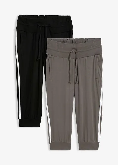 Pantaloni capri da jogging in cotone (pacco da 2), bonprix