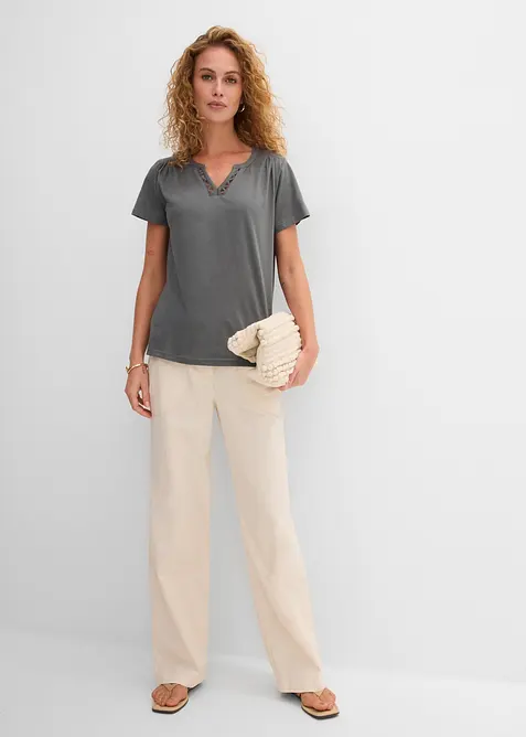 Maglia in cotone con scollo particolare, bonprix