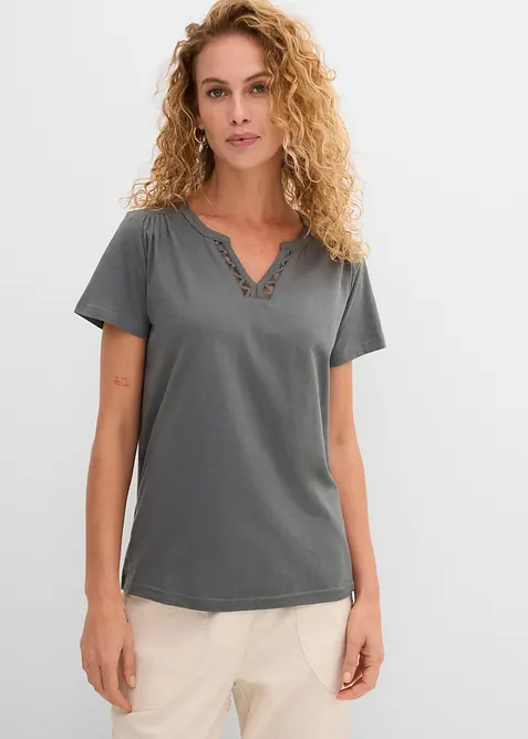 Maglia in cotone con scollo particolare, bonprix