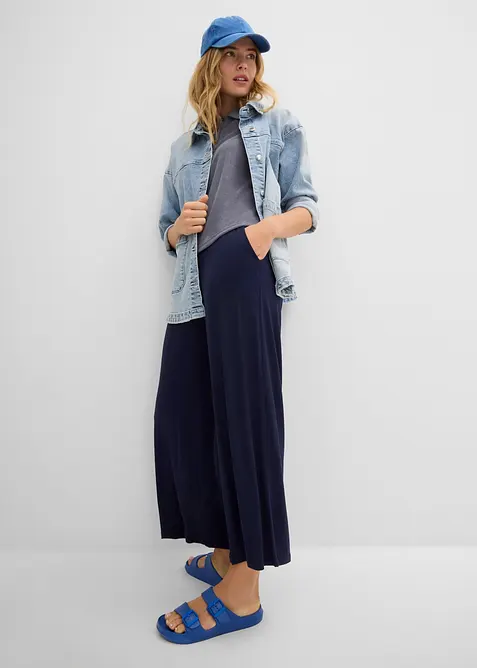 Pantaloni cropped in jersey di misto viscosa fluido, bonprix