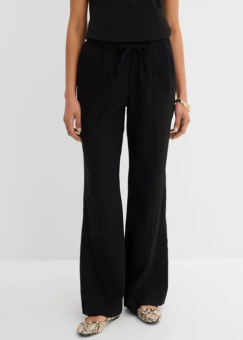 Pantaloni a palazzo in misto lino e viscosa leggero, bonprix