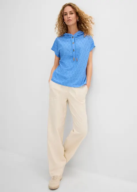 Maglia serafino con cappuccio, bonprix