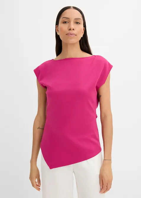Top asimmetrico effetto neoprene, bonprix