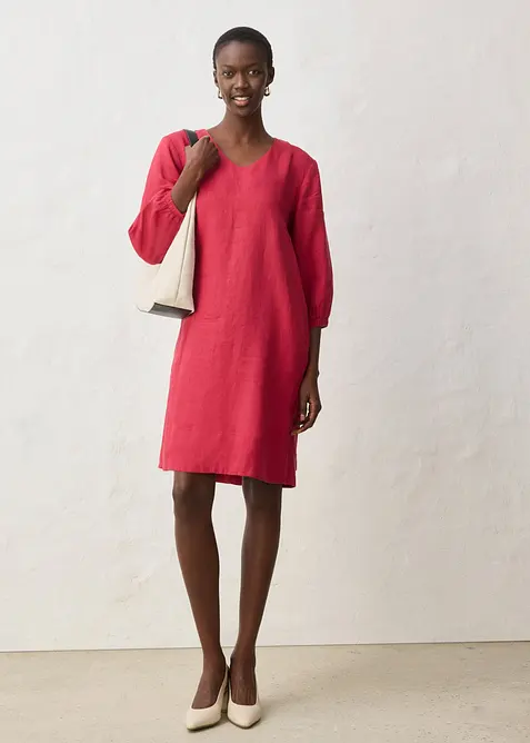 Abito in puro lino con maniche a 3/4, bonprix