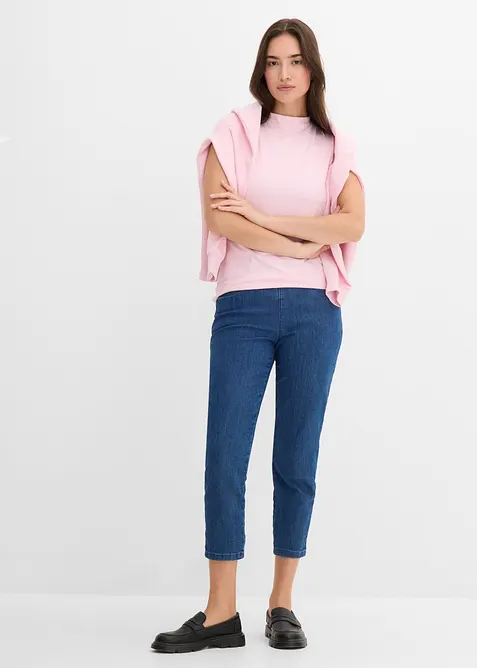 Jeans straight con cinta comoda, vita media (pacco da 2), bonprix