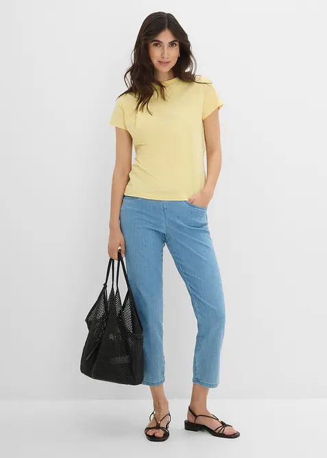 Jeans straight con cinta comoda, vita media (pacco da 2), bonprix