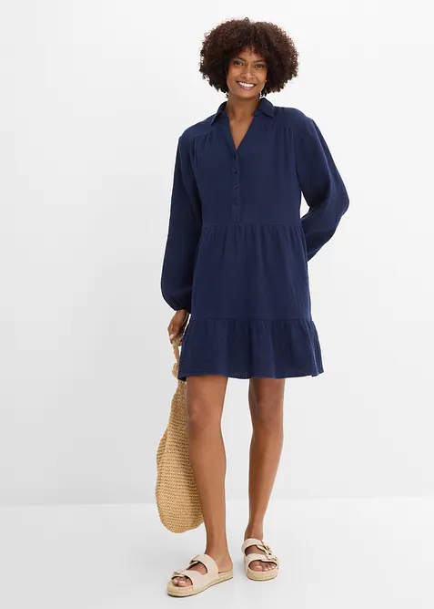 Abito corto a balze in mussola, bonprix