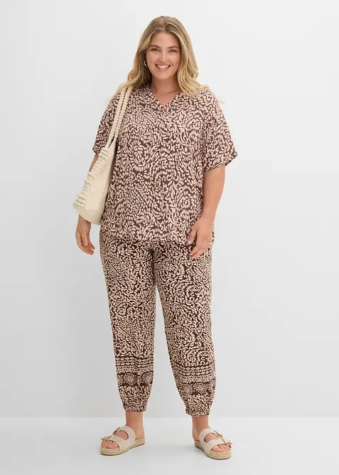 Pantaloni con elastico in vita in viscosa fluida, bonprix