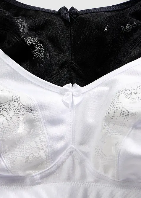 Reggiseno contenitivo senza ferretto con spalline imbottite (pacco da 2), bonprix