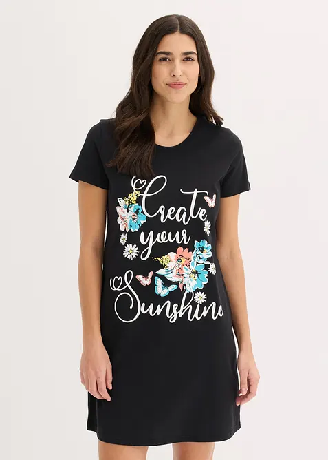 Camicia da notte corta in puro cotone (pacco da 2), bonprix