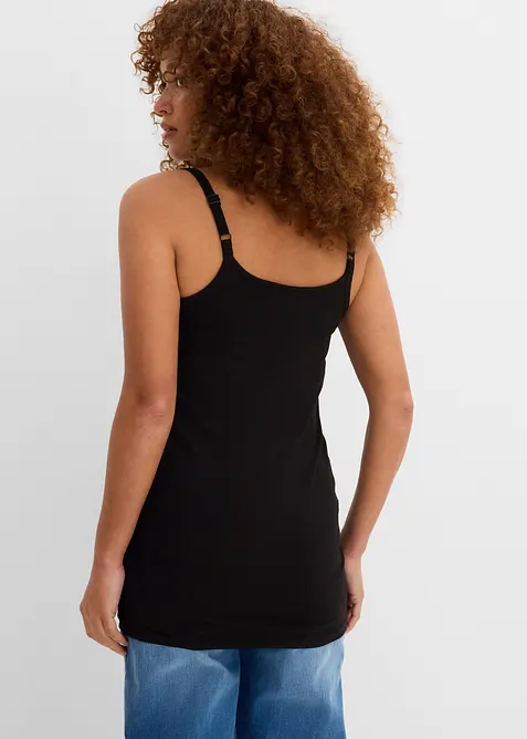 Top lungo in cotone biologico con spalline sottili (pacco da 2), bonprix