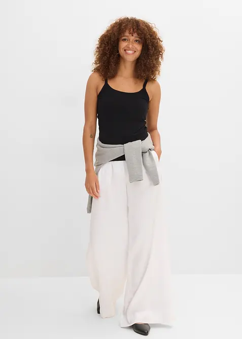 Top lungo in cotone biologico con spalline sottili (pacco da 2), bonprix