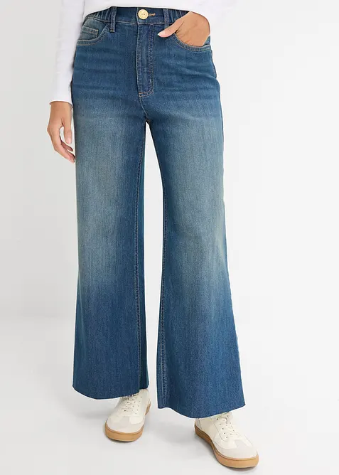 Jeans cropped wide leg, vita alta, bonprix