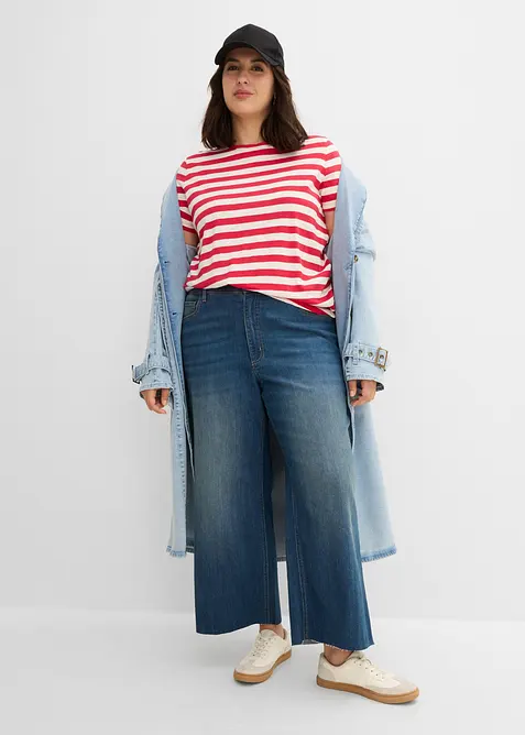 Jeans cropped wide leg, vita alta, bonprix