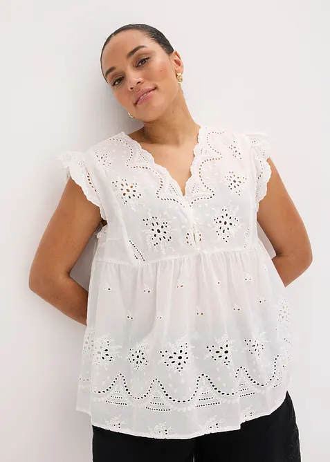 Blusa con pizzo, bonprix