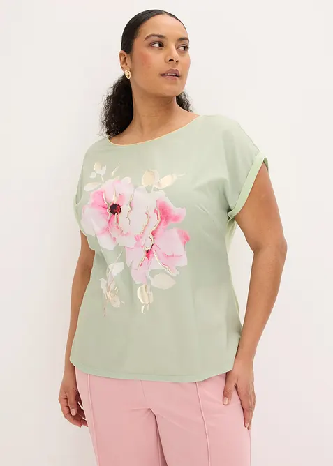 Maglia con inserto in tessuto, bonprix