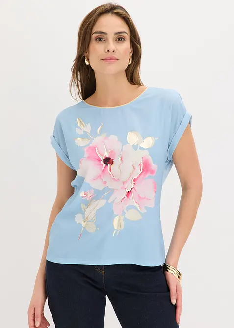 Maglia con inserto in tessuto, bonprix