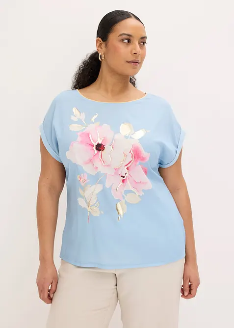 Maglia con inserto in tessuto, bonprix
