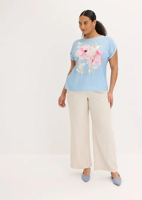 Maglia con inserto in tessuto, bonprix