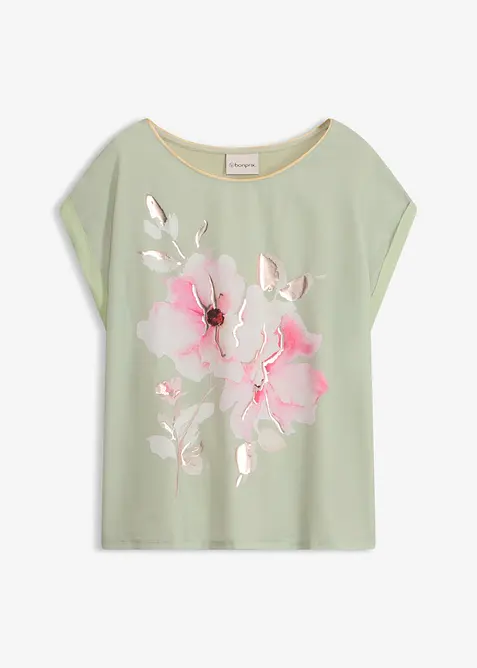 Maglia con inserto in tessuto, bonprix