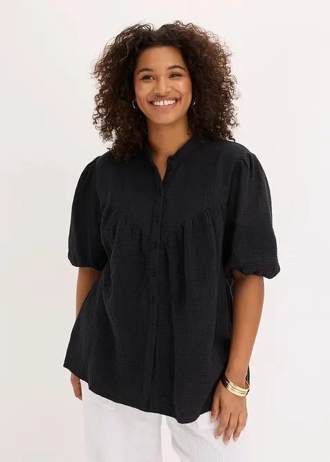 Blusa a maniche corte in mussola ariosa, bonprix