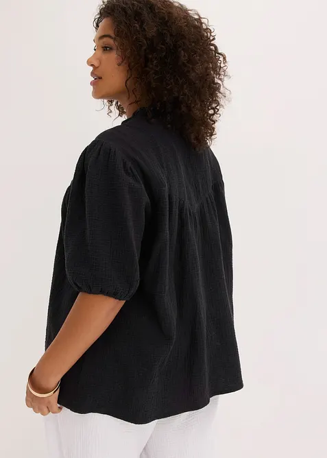 Blusa a maniche corte in mussola ariosa, bonprix