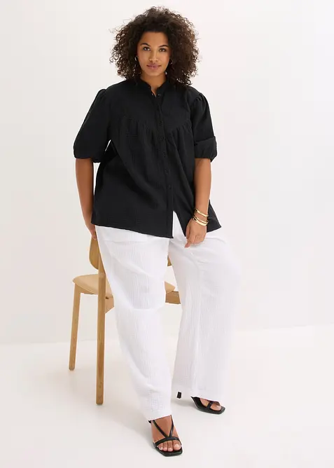 Blusa a maniche corte in mussola ariosa, bonprix