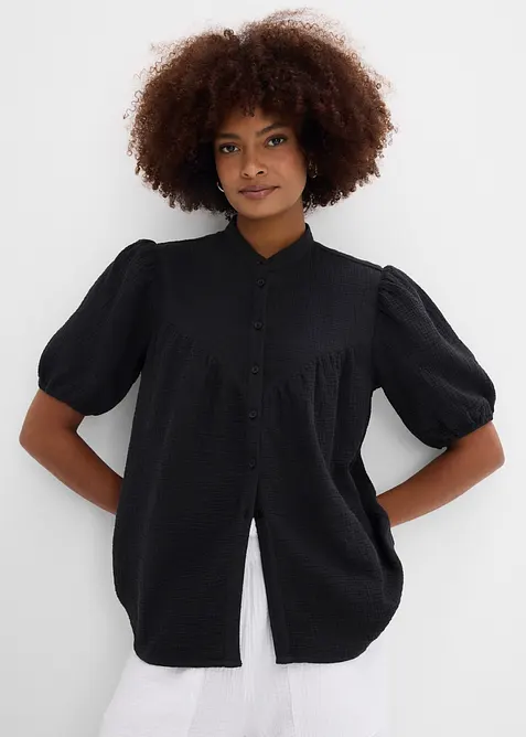 Blusa a maniche corte in mussola ariosa, bonprix