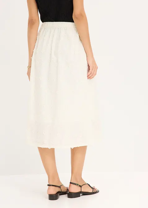 Gonna midi con ricami floreali, bonprix