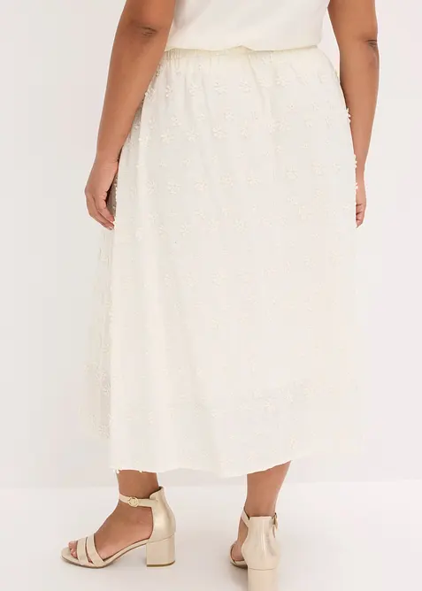 Gonna midi con ricami floreali, bonprix