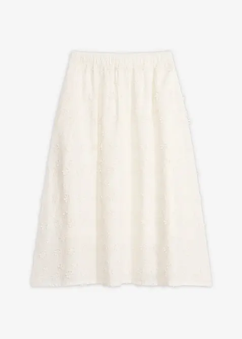 Gonna midi con ricami floreali, bonprix