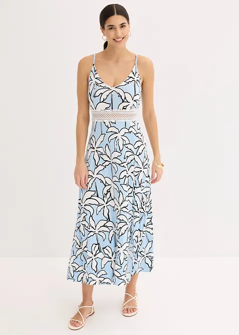 Abito lungo con inserto in pizzo, bonprix