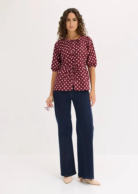 Blusa in puro cotone con fiocco, bonprix