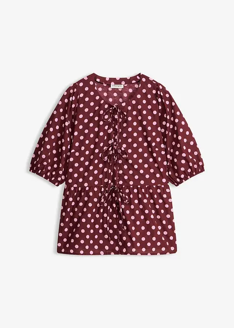 Blusa in puro cotone con fiocco, bonprix