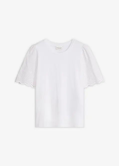 Maglia in misto viscosa morbido con ricami traforati, bonprix