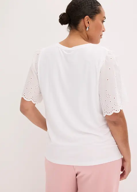 Maglia in misto viscosa morbido con ricami traforati, bonprix