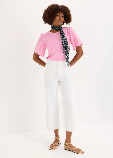 Maglia in misto viscosa morbido con ricami traforati, bonprix